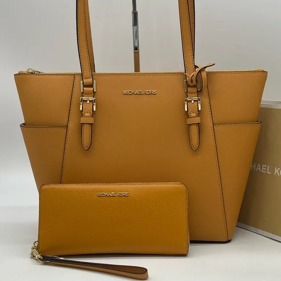 Michael Kors Large Charlotte Tote Bag & Continental Wallet Wristlet